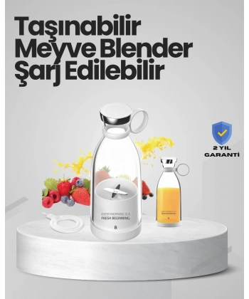 Pembe ve Beyaz Renk Seçenekli Mini Boy Meyve Sıkıcı