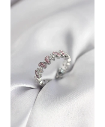 Pembe Zirkon Taşlı Kelebek Model Kadın Yüzük