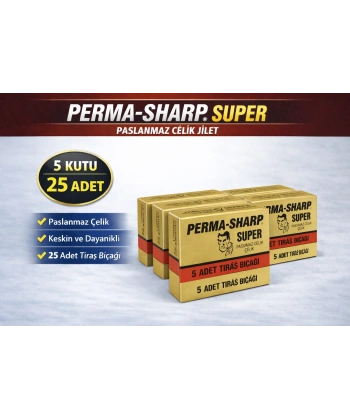 Perma-Sharp Super Paslanmaz Çelik Tıraş Bıçağı 5’li 5 Kutu