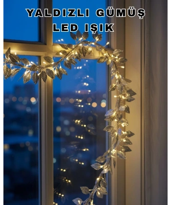 Pilli Gümüş Yaprak LED Işık Ev İçi ve Yılbaşı Dekor Aydınlatması