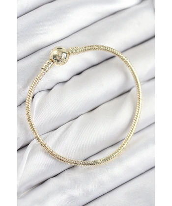 Pirinç Charm Topcuk Model Gold Renk Kadın Bileklik