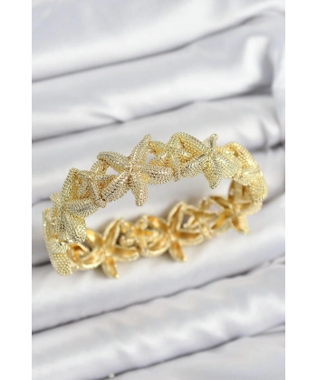 Pirinç Deniz Yıldızı Model Gold Renk Lastikli Kadın Bileklik