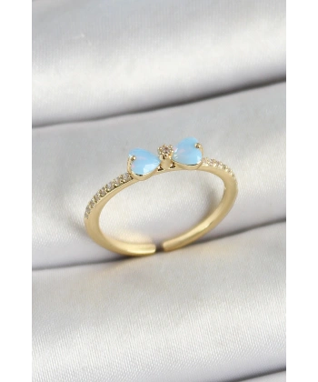 Pirinç Fiyonk Figürlü Zirkon Taşlı Gold Renk Ayarlanabilir Kadın Yüzük