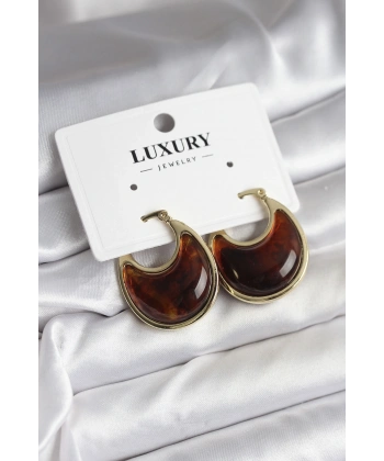 Pirinç Gold Kahverengi Renk Vintage Kadın Küpe