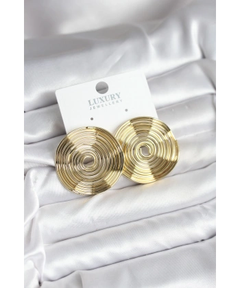 Pirinç Gold Renk Circle Model Kadın Küpe