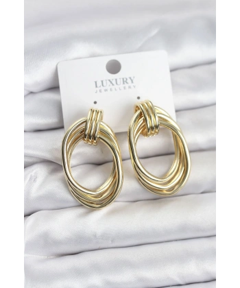 Pirinç Gold Renk Damla Model Vintage Kadın Küpe