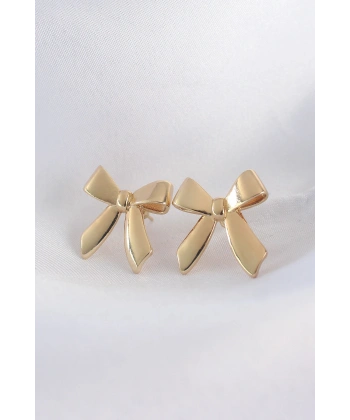 Pirinç Gold Renk Düz Plaka Fiyonk Küpe