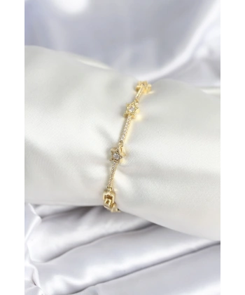 Pirinç Gold Renk Halley Yıldız Model Kadın Bileklik