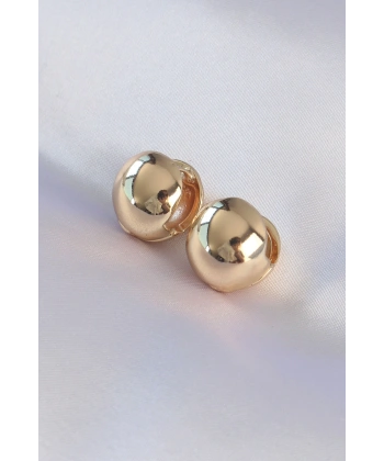 Pirinç Gold Renk İçi Boş Minimal Topçuk Küpe