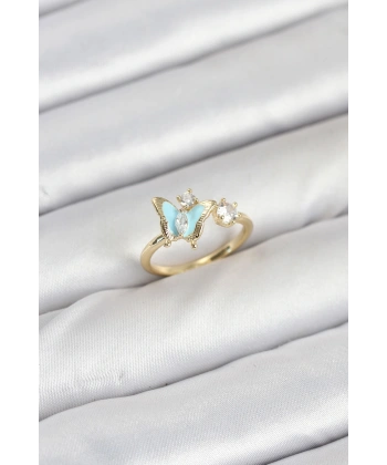 Pirinç Gold Renk Kelebek Model Kadın Yüzük