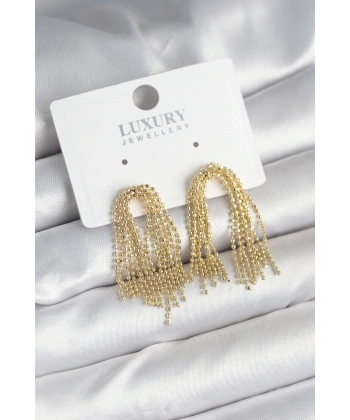 Pirinç Gold Renk Sallantılı Kadın Küpe