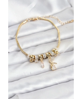Pirinç Gold Renk Tinkerbell Charmlı Kadın Bileklik