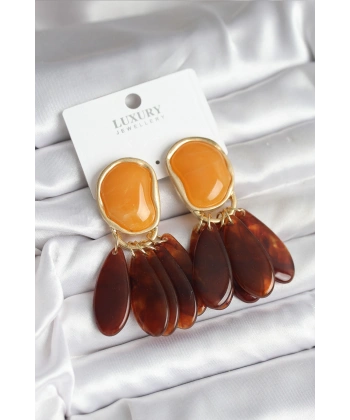 Pirinç Gold Renk Vintage Model Kadın Küpe