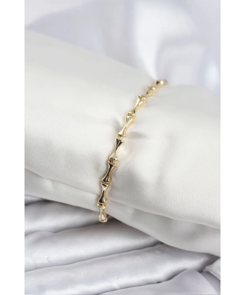 Pirinç Gold Renk VIP Seri İnce Kemik Model Zirkon Taşlı Kadın Bileklik