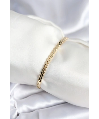 Pirinç Gold Renk Yassı Zincir Model Kadın Bileklik