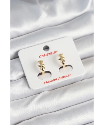 Pirinç Gold Renk Yıldız Kadın Küpe