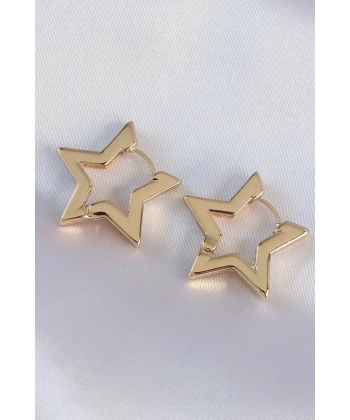 Pirinç Gold Renk Yıldız Küpe