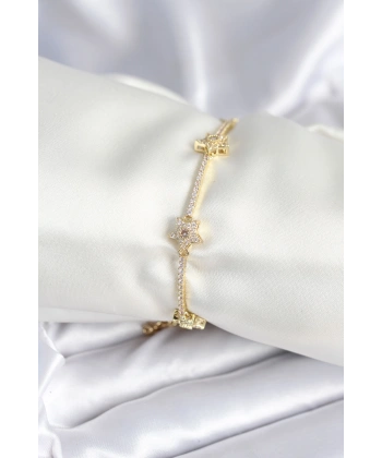 Pirinç Gold Renk Yıldız Model Kadın Bileklik