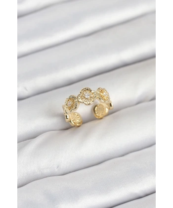Pirinç Gold Renk Yonca Model Kadın Yüzük