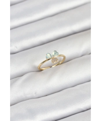 Pirinç Gold Renk Yonca Model Kadın Yüzük