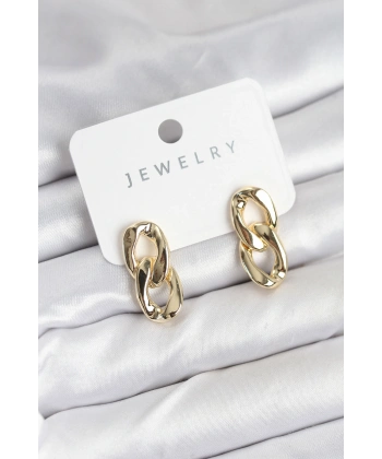 Pirinç Gold Renk Zincir Model Kadın Küpe