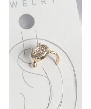 Pirinç Gold Renk Zirkon Taşlı Kadın Kıkırdak Küpe