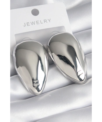 Pirinç Gümüş Renk Badem Model Kadın Küpe