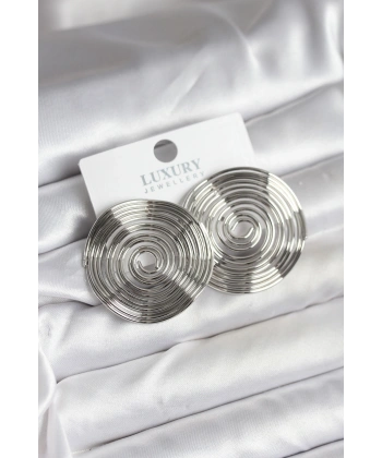 Pirinç Gümüş Renk Circle Model Kadın Küpe