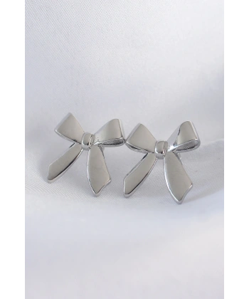 Pirinç Gümüş Renk Düz Plaka Fiyonk Küpe