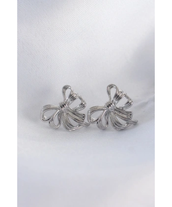 Pirinç Gümüş Renk Fiyonk Küpe