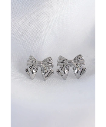 Pirinç Gümüş Renk Fiyonk Küpe