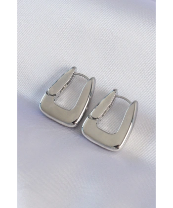 Pirinç Gümüş Renk Kalın Küpe