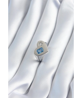 Pirinç Gümüş Renk Kalp Model Yıldız Zirkon Taş Detay Kadın Yüzük