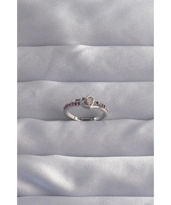 Pirinç Gümüş Renk Renkli Zirkon Taşlı Ayarlamalı Yüzük