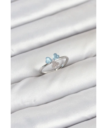 Pirinç Gümüş Renk Yonca Model Kadın Yüzük