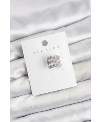 Pirinç Gümüş Renk Zirkon Taşlı Earcuff Kıkırdak Küpe