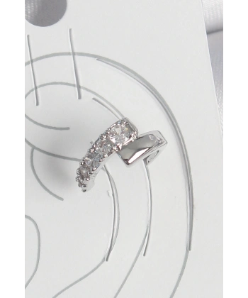 Pirinç Gümüş Renk Zirkon Taşlı Kadın Kıkırdak Küpe