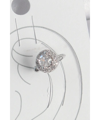 Pirinç Gümüş Renk Zirkon Taşlı Kadın Kıkırdak Model Küpe