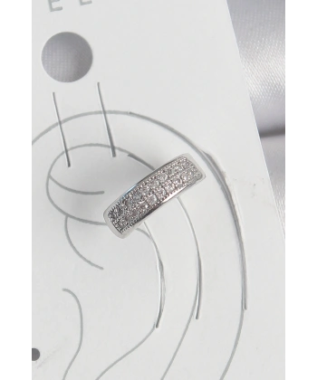 Pirinç Gümüş Renk Zirkon Taşlı Kıkırdak Model Kadın Küpe