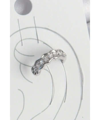 Pirinç Gümüş Renk Zirkon Taşlı Kıkırdak Model Kadın Küpe