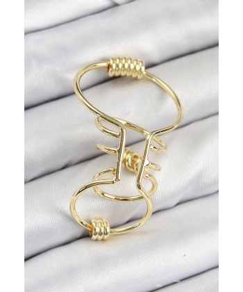 Pirinç Halkalı Model Gold Renk Kıkırdak Küpe