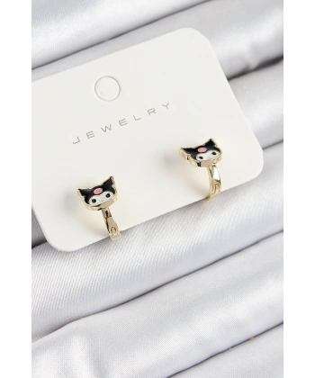 Pirinç Kuromi Model Gold Renk Çocuk Küpe