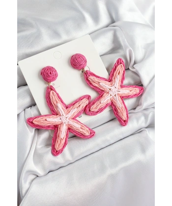 Pirinç Pembe Deniz Yıldızı Model Gold Renk Kadın Hasır Küpe