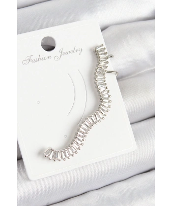 Pirinç Su Yolu Model Gümüş Renk Sağ Kıkırdak Küpe