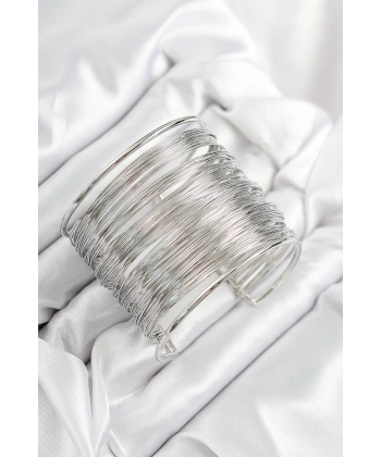Pirinç Tel Sarma Model Gümüş Renk Kadın Bileklilk