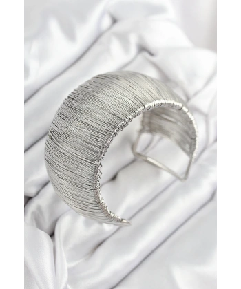 Pirinç Tel Sarma Model Gümüş Renk Kadın Bileklilk