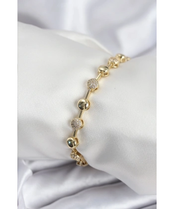 Pirinç VIP Seri Gold Renk Topçuk Model Kadın Bileklik