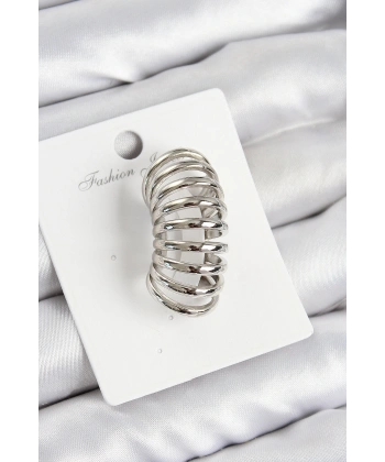 Pirinç Yay Model Gümüş Renk Sağ Kıkırdak Küpe