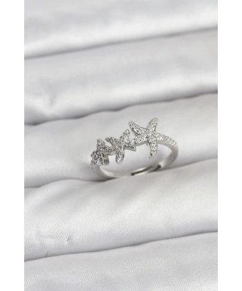 Pirinç Yıldız Model Gümüş Renk Kadın Yüzük