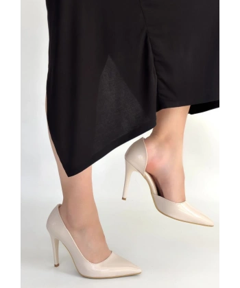 Pley Bej Rugan Stiletto Ayakkabı